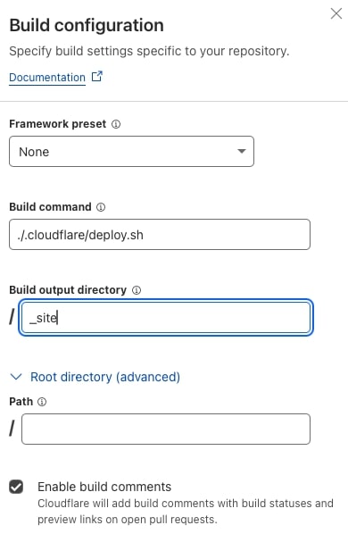 cloudflare new build setting
